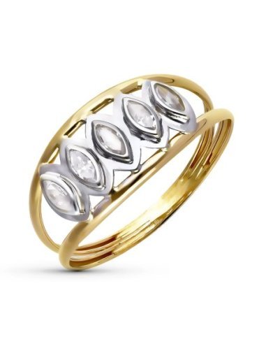 18K SORTIJA BICOLOR 2 HILOS PIEDRAS