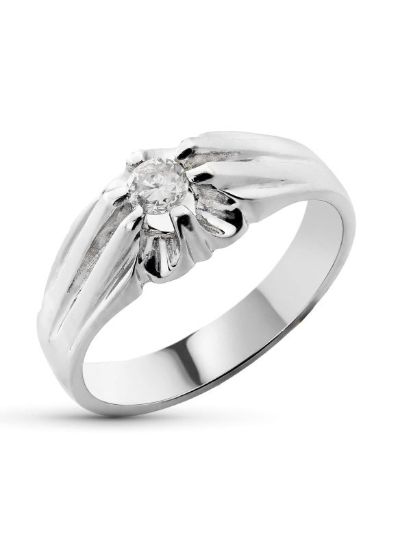 18K SOLITARIO ORO BLANCO DIAMANTE...