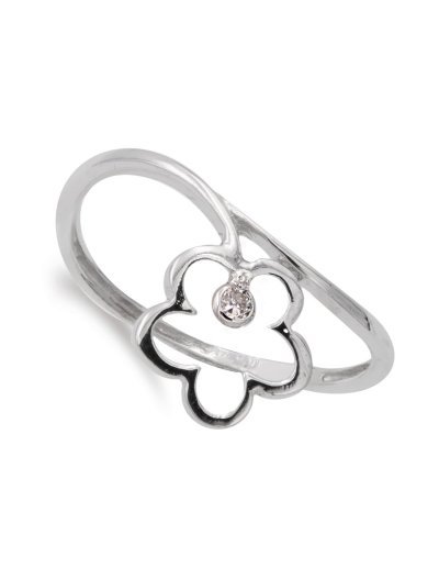 18K SORTIJA ORO BLANCO FLOR...