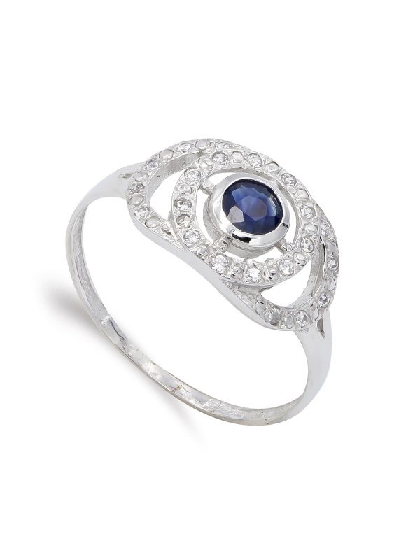 18K SORTIJA ORO BLANCO ZAFIRO CIRCONITAS