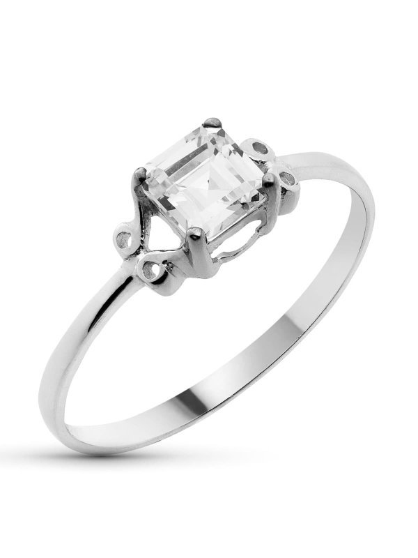 18K SOLITARIO ORO BLANCO PIEDRA 5 MM