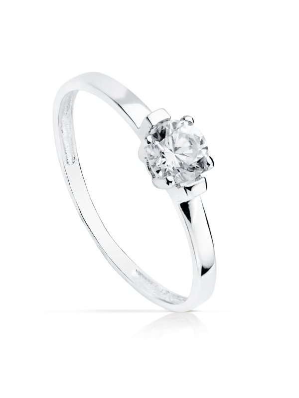 18K SOLITARIO ORO BLANCO CIRCONITA 4 MM