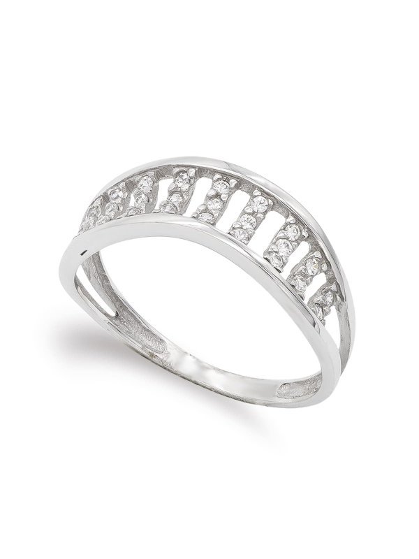 18K SORTIJA ORO BLANCO CON CIRCONITAS
