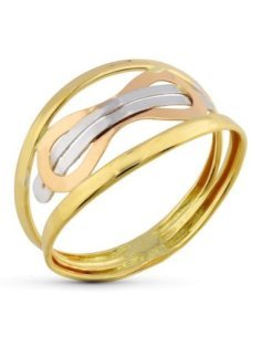 18K SORTIJA ORO BICOLOR BANDAS