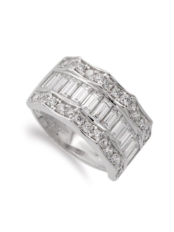 18K SORTIJA ORO BLANCO PIEDRAS Y...