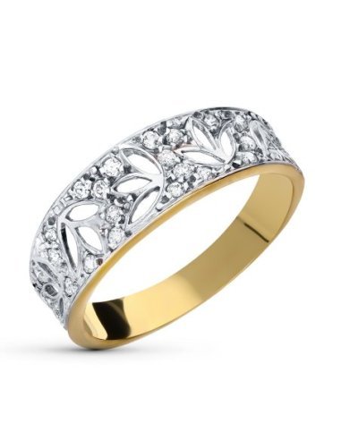 18K SORTIJA ORO BICOLOR Y CIRCONITAS
