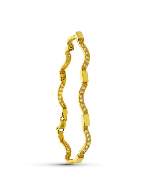 18K PULSERA ORO AMARILLO ONDAS ORO Y...