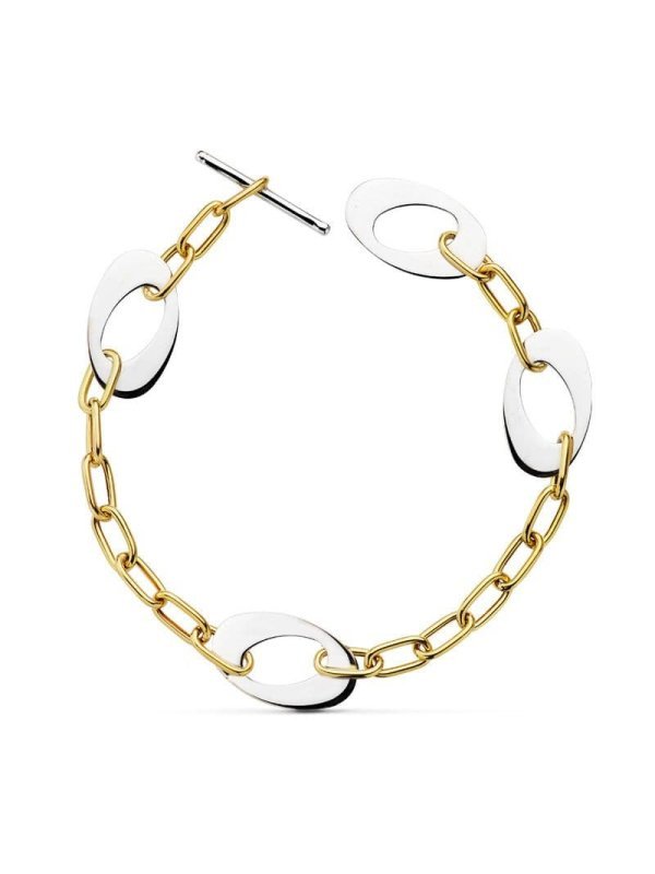 18K PULSERA BICOLOR MOTIVOS 24CM...