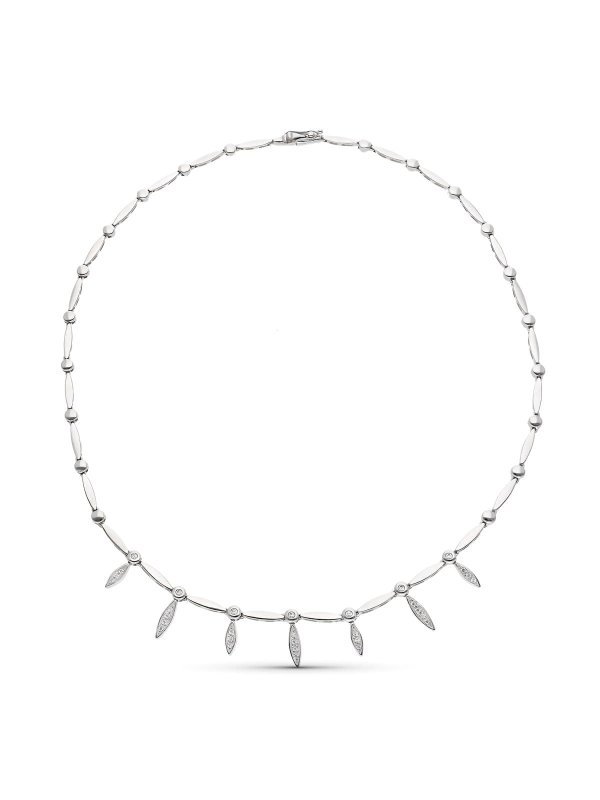 18K GARGANTILLA ORO BLANCO Y CIRCONTAS