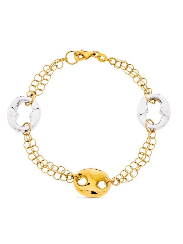 18K PULSERA BICOLOR NUDO BARCO 7.15GR