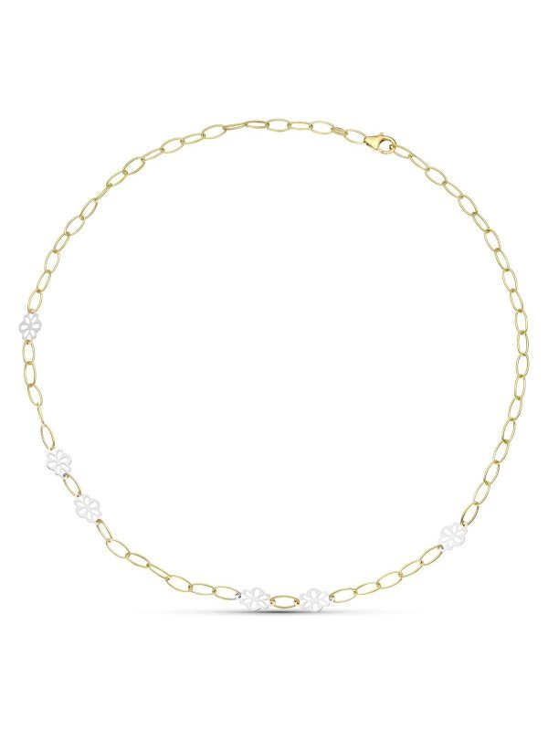 18K GARGANTILLA ORO BICOLOR FLORES