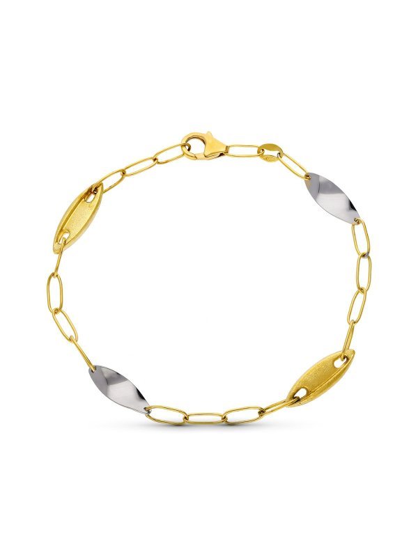18K PULSERA ORO BICOLOR ESLABONES...
