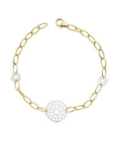 18K PULSERA BICOLOR MOTIVOS...