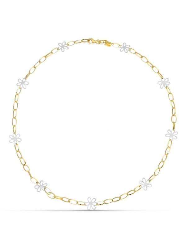 18K GARGANTILLA ORO BICOLOR FLORES