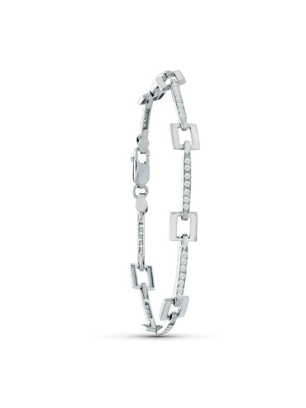 18K PULSERA ORO BLANCO CUADRADOS Y...