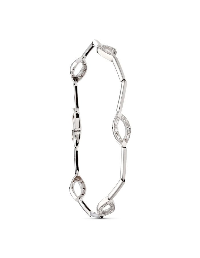 18K PULSERA ORO BLANCO BARRAS Y...