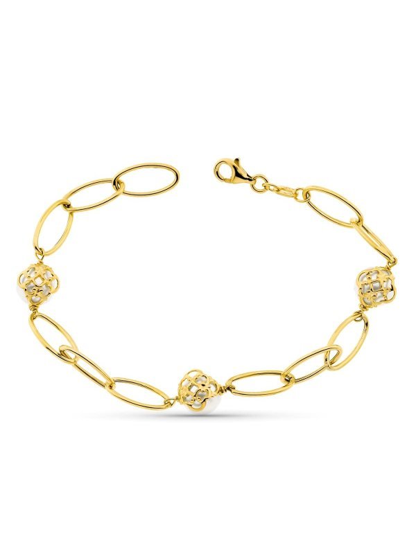 18K PULSERA ORO AMARILLO ENTREPIEZAS...