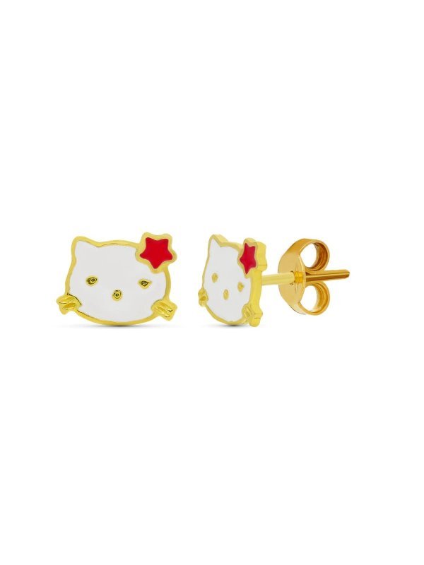 18K PENDIENTES ORO AMARILLO BUHO. 8X6 MM