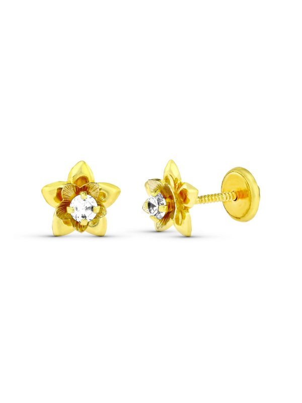 18K PENDIENTES ORO AMARILLO FLOR 7X7 MM