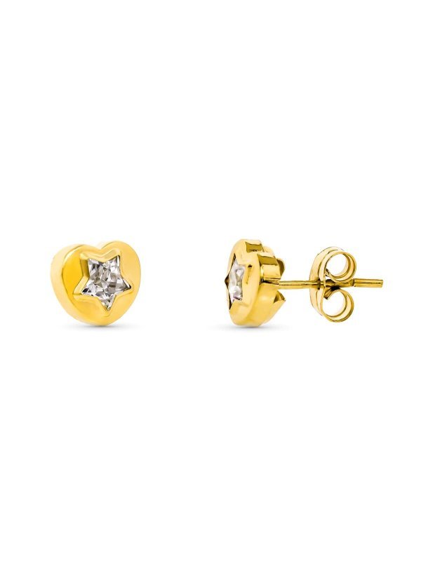 18K PENDIENTES ORO AMARILLO CORAZON...