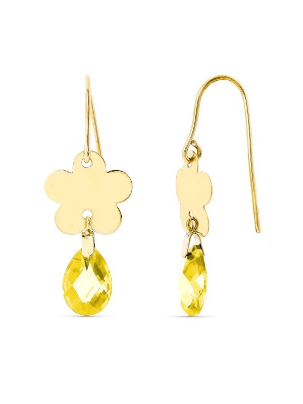 18K PENDIENTES ORO AMARILLO FLOR...