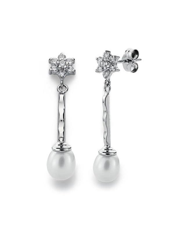 18K PENDIENTES ORO BLANCO .CUAJO Y...