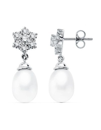 18K PENDIENTES PERLA ORO...