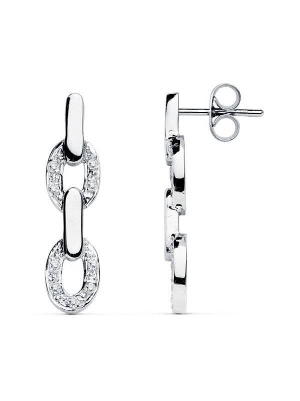 18K PENDIENTES ORO BLANCO CIRCONITAS...