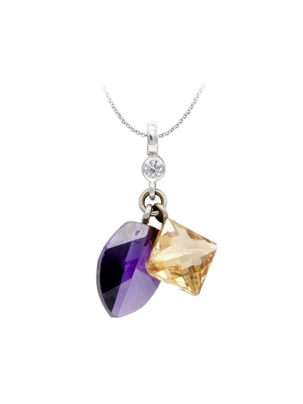 18K COLGANTE ORO BLANCO AMATISTA Y...