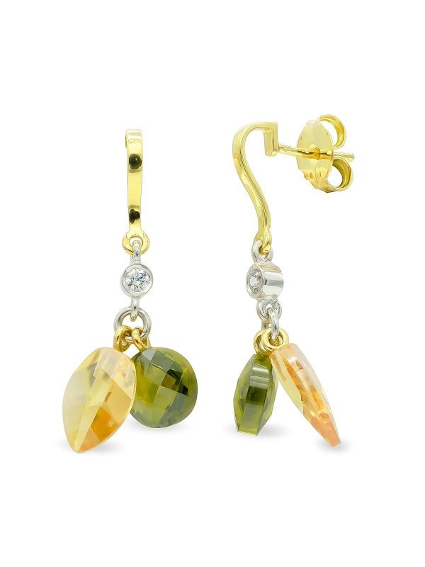 18K PENDIENTES ORO BICOLOR TOPACIO Y...
