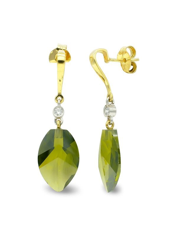 18K PENDIENTES ORO BICOLOR OLIVINA 18...