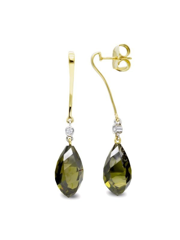 18K PENDIENTES ORO BICOLOR OLIVINA 18...