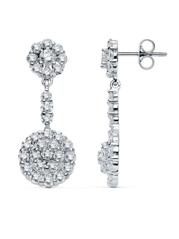 18K PENDIENTES ORO BLANCO CIRCONITAS...