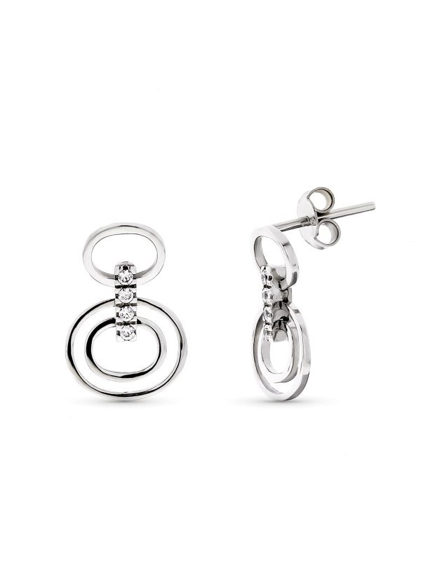 18K PENDIENTES ORO BLANCO LARGOS...