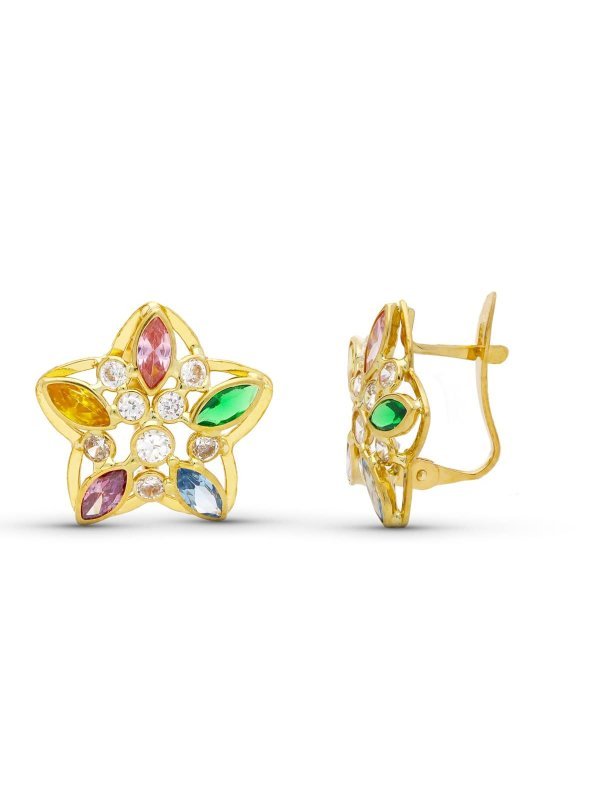 18K PENDIENTES ORO AMARILLO ESTRELLA...
