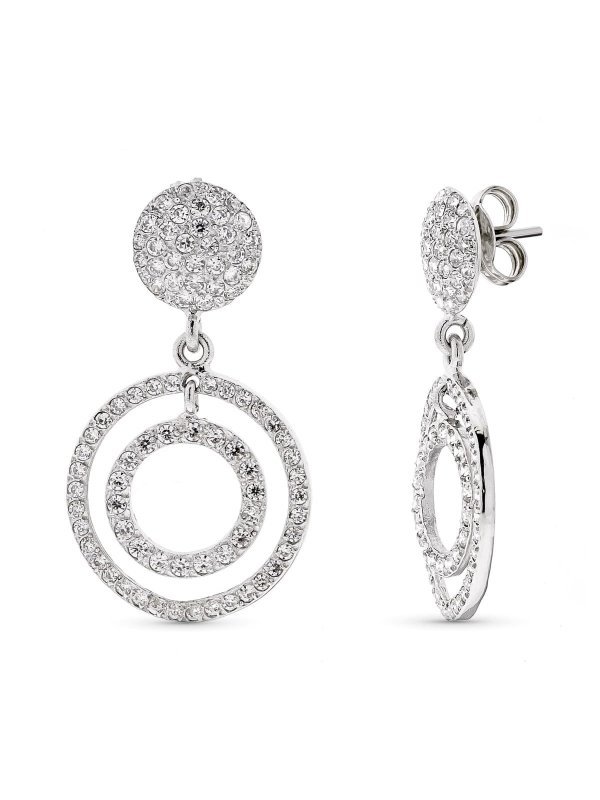 18K PENDIENTES ORO BLANCO LARGOS...