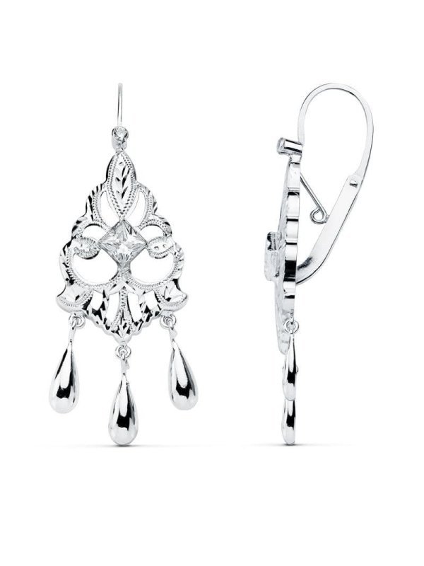 18K PENDIENTES ORO BLANCO CUBANAS...