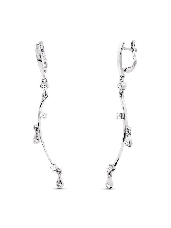 18K PENDIENTES ORO BLANCO LARGOS...