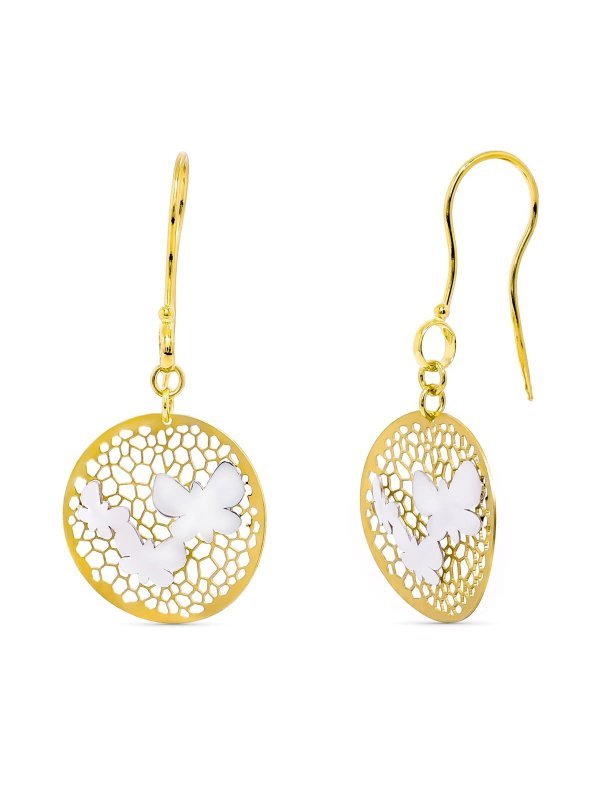 18K PENDIENTES ORO BICOLOR LARGOS...