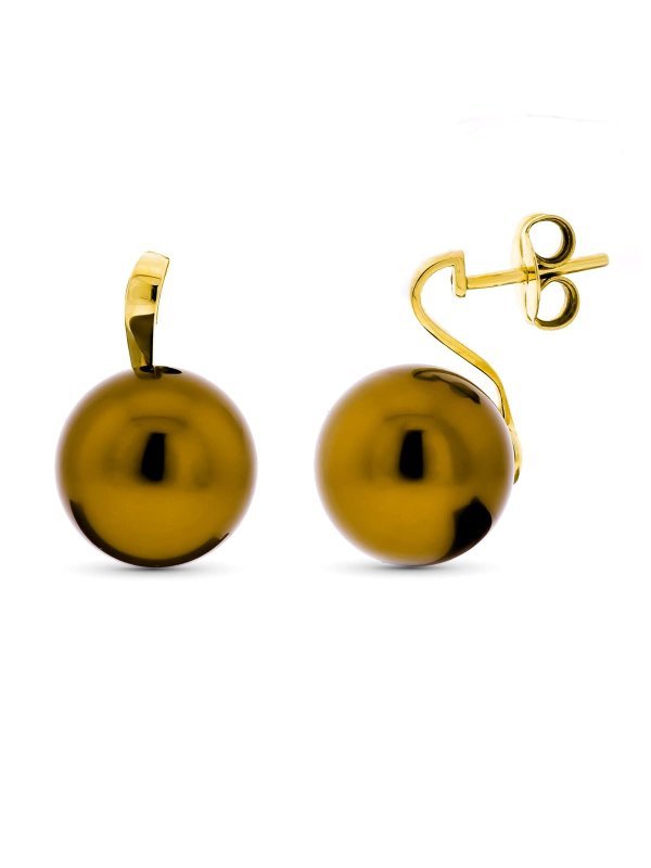 18K PENDIENTES PERLA MARRON 15 MM...