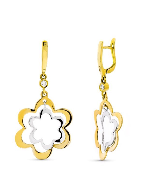 18K PENDIENTES ORO TRICOLOR LARGOS...