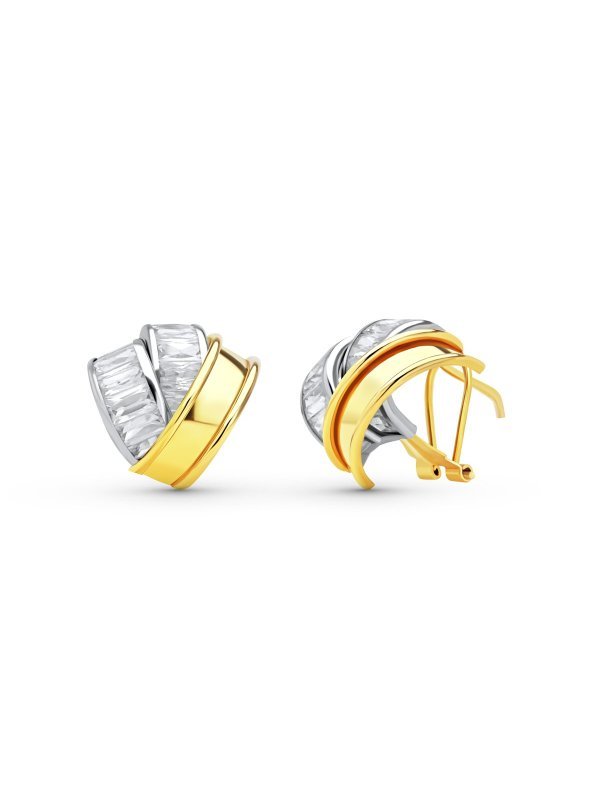 18K PENDIENTES BANDAS ORO BICOLOR...