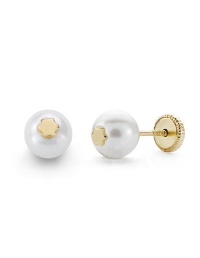 18K PENDIENTES PERLA Y...