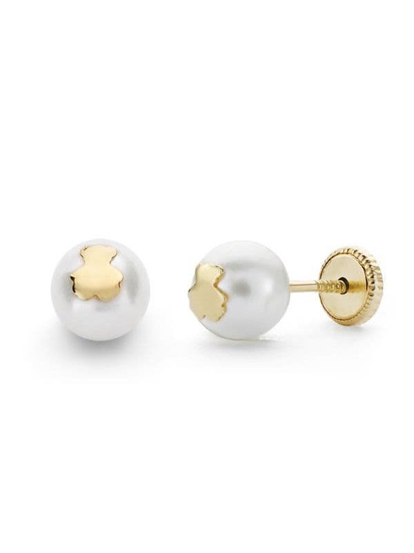 18K PENDIENTES ORO AMARILLO PERLA Y...