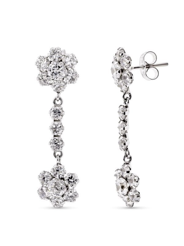 18K PENDIENTES ORO BLANCO DOS CUAJOS...