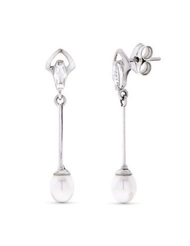 18K PENDIENTES ORO BLANCO LARGOS Y...