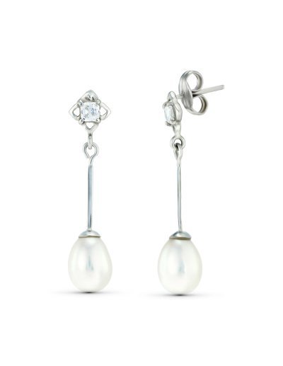 18K PENDIENTES ORO BLANCO Y...