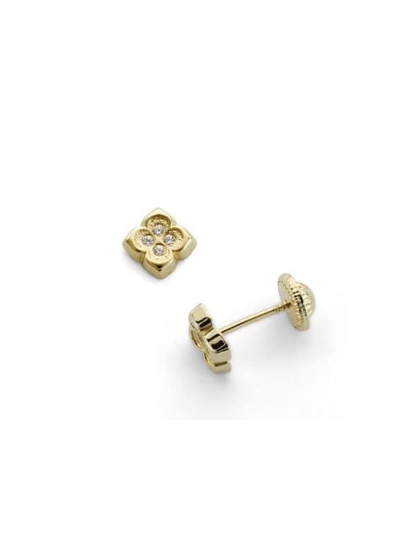 18K PENDIENTES ORO AMARILLO FLOR...