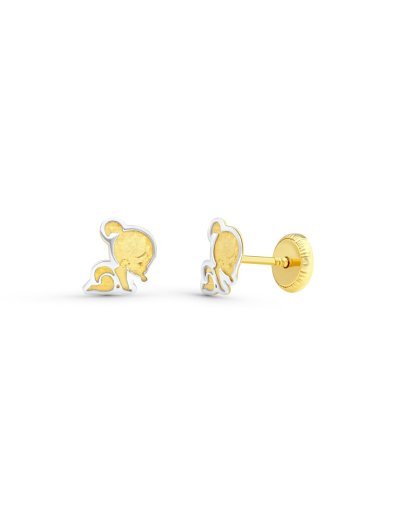 18K PENDIENTES BEBE BICOLOR...