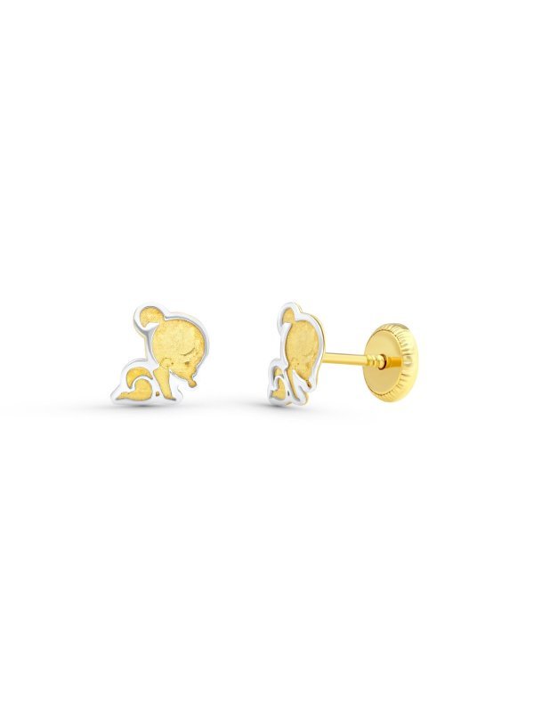 18K PENDIENTES BEBE BICOLOR 6X5 MM